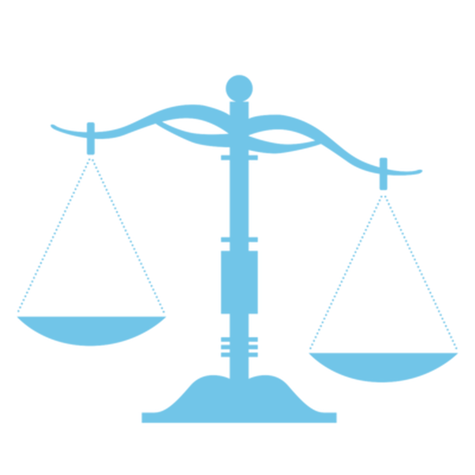 An icon depicting the justice balance scale